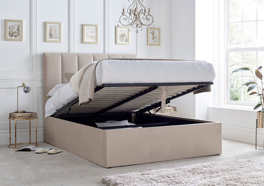 Linea Stone Upholstered Ottoman Bed Frame Only - Bed - Time4Sleep