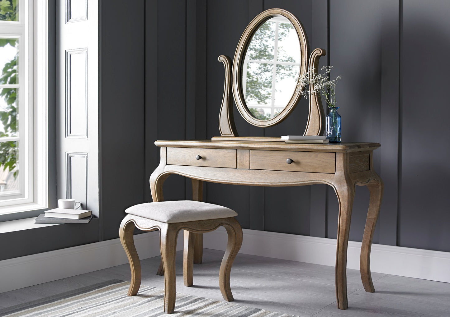 Loire Weathered Oak Dressing Table Mirror Furniture time4sleepadmin