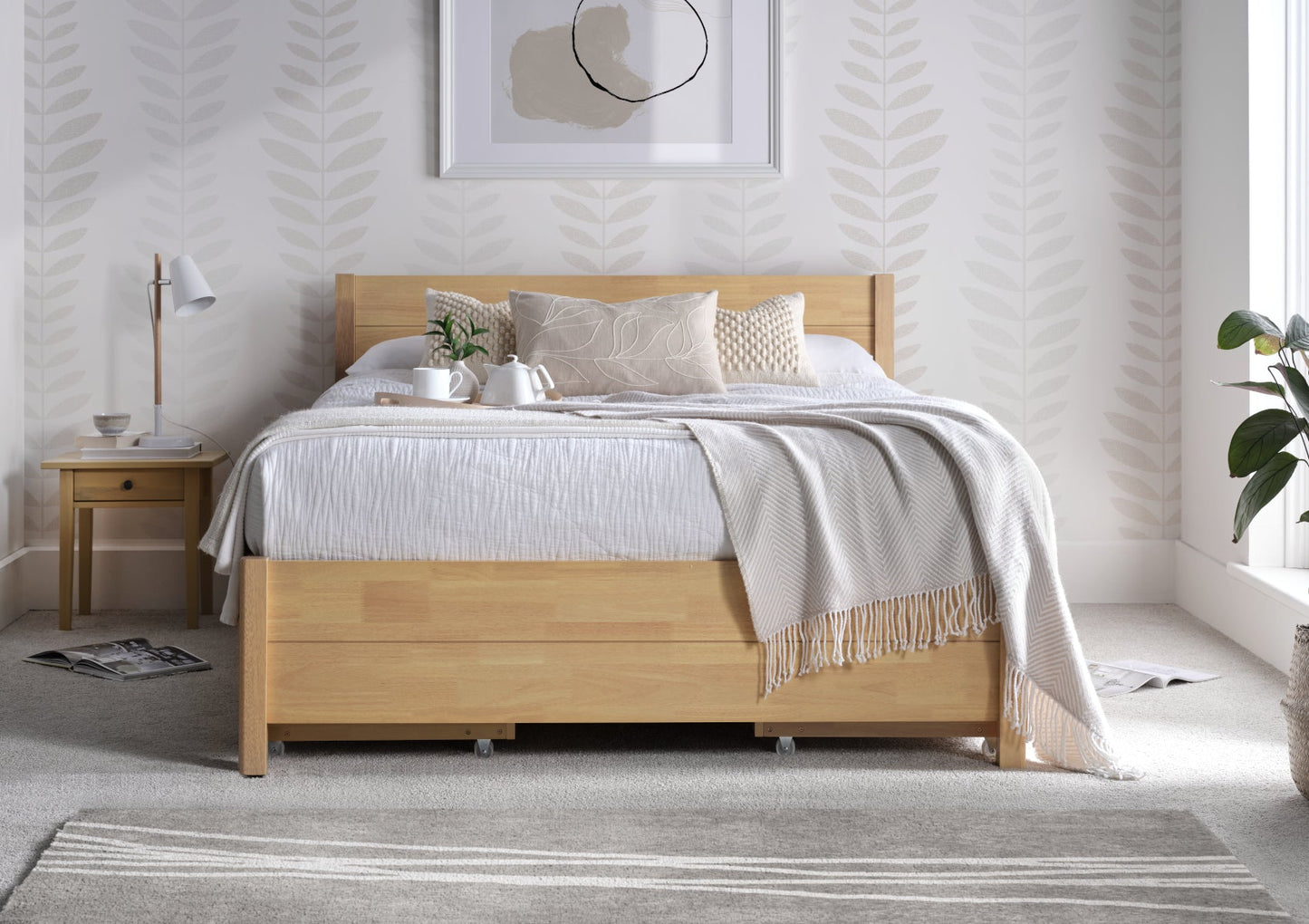Low Sleeper Oak Finish Bed Frame Bed Keppel Double Non-Storage