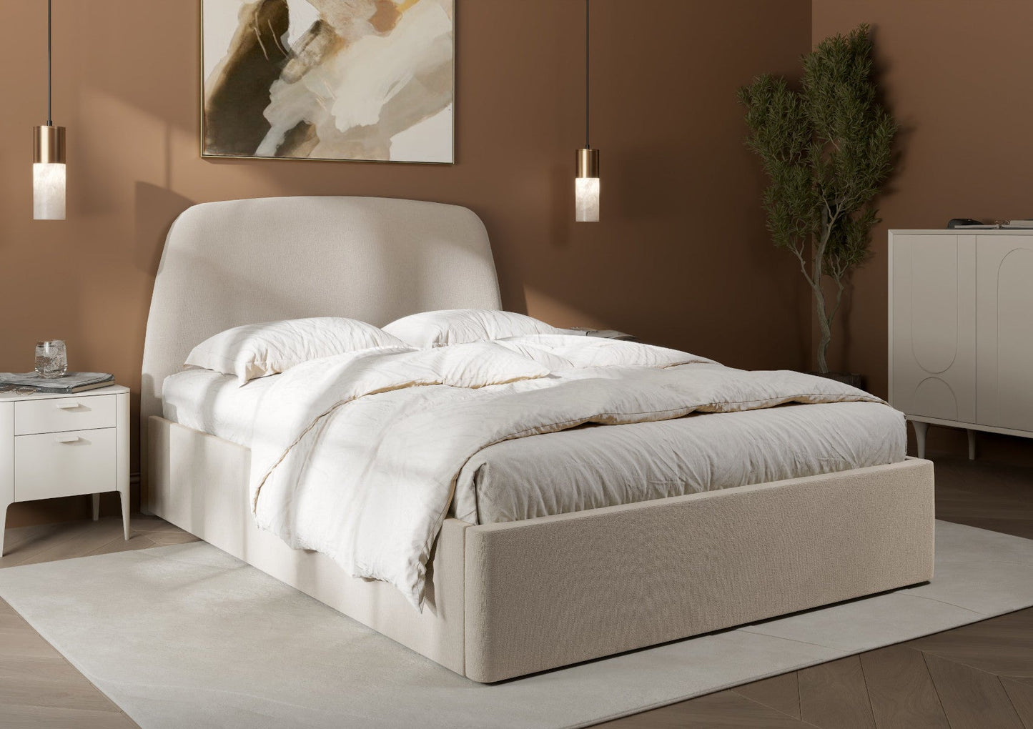 Lucia Off White Ottoman Bed Frame Bed Importas Double