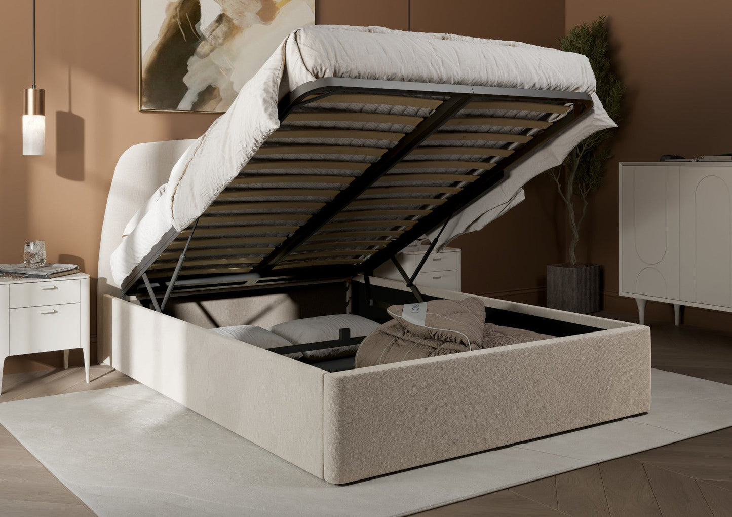 Lucia Off White Ottoman Bed Frame Bed Importas
