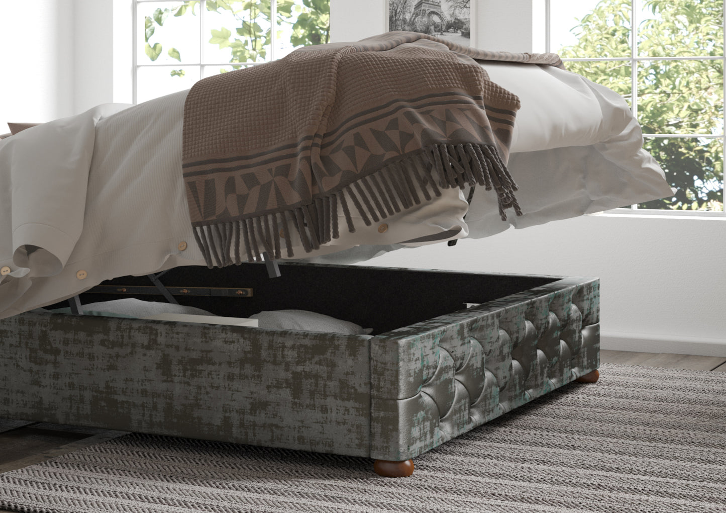 Rimini Upholstered Ottoman Bed Frame Only Bed time4sleepadmin