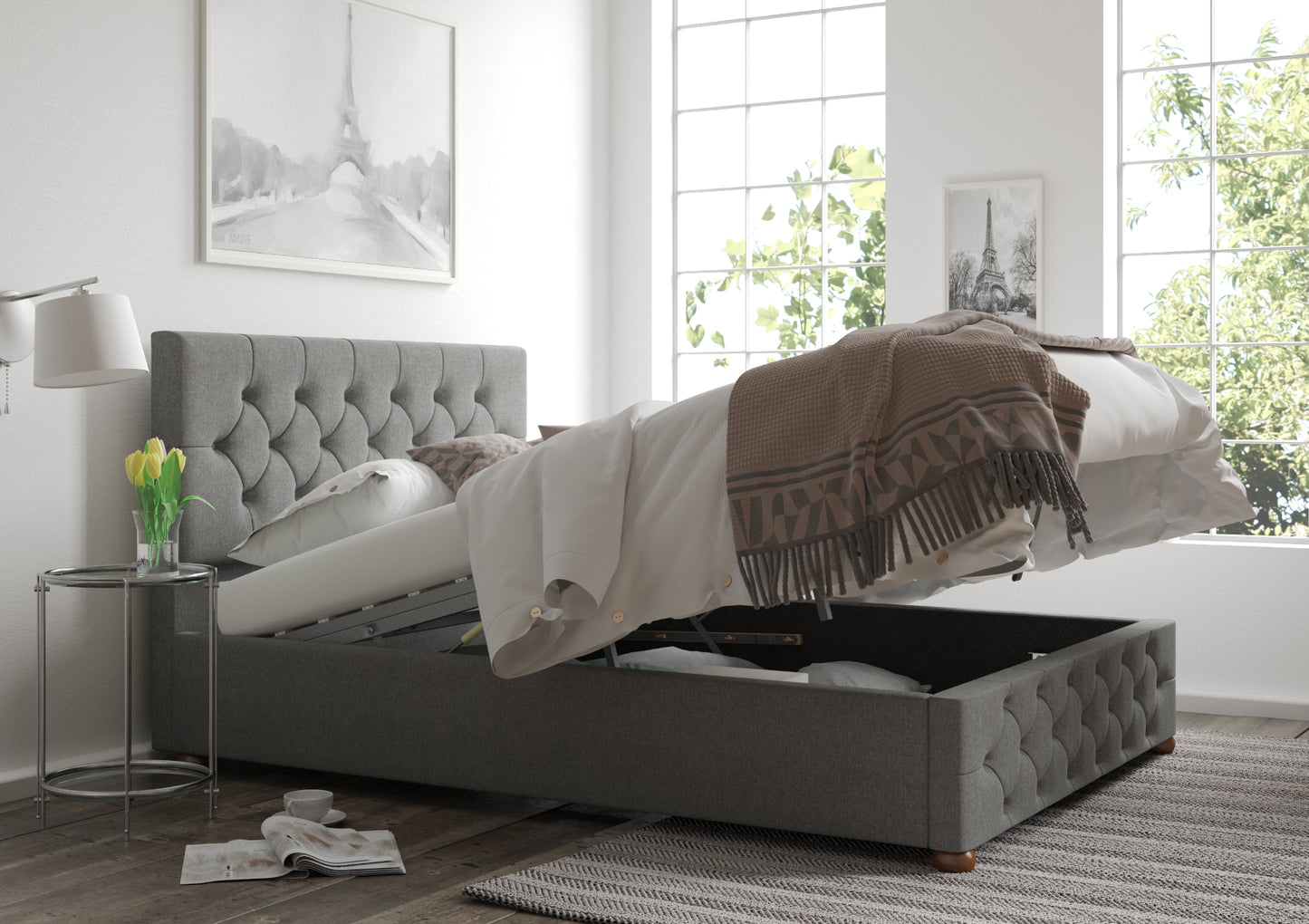 Rimini Upholstered Ottoman Bed Frame Only