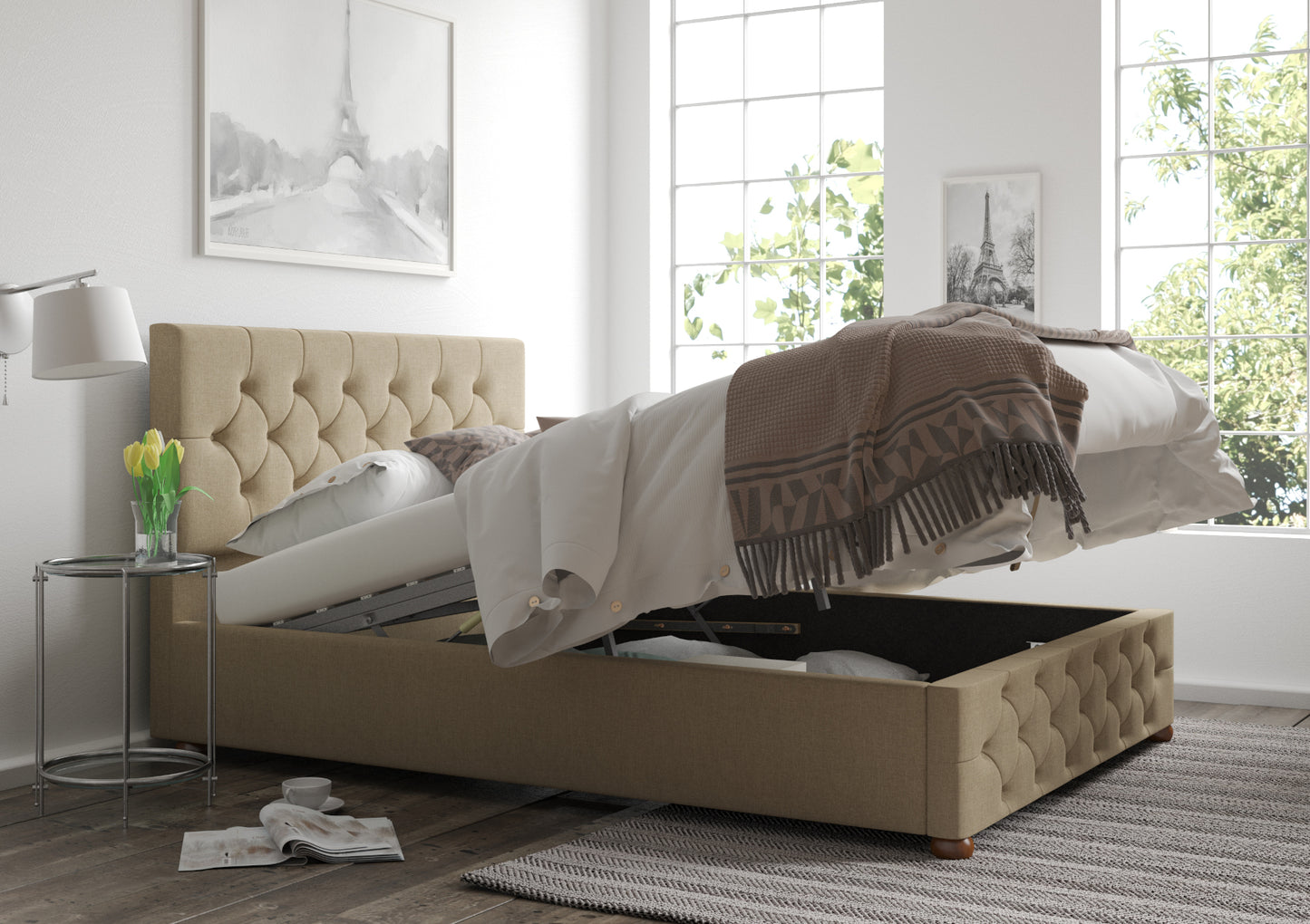 Rimini Upholstered Ottoman Bed Frame Only