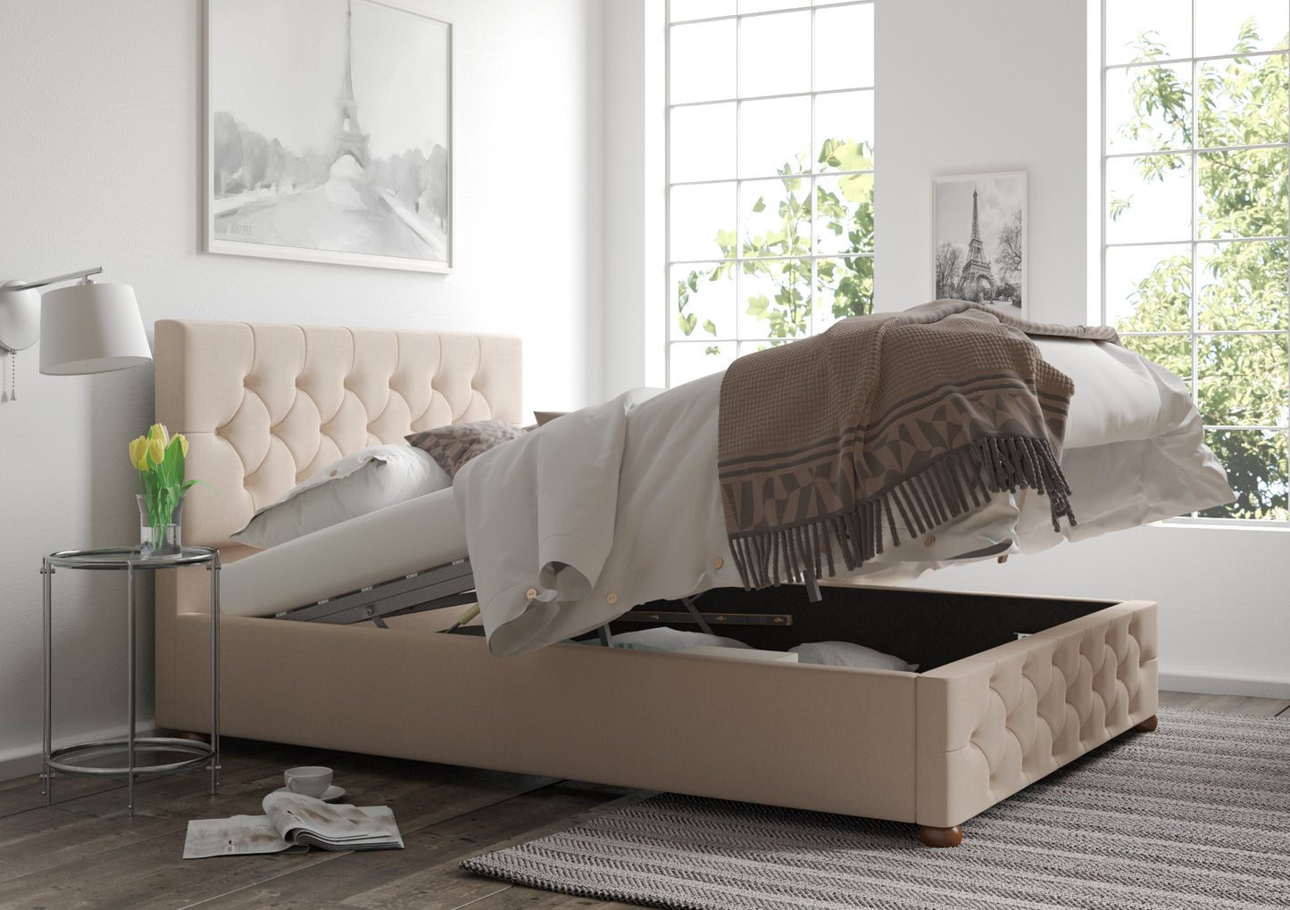 Rimini Upholstered Ottoman Bed Frame Only