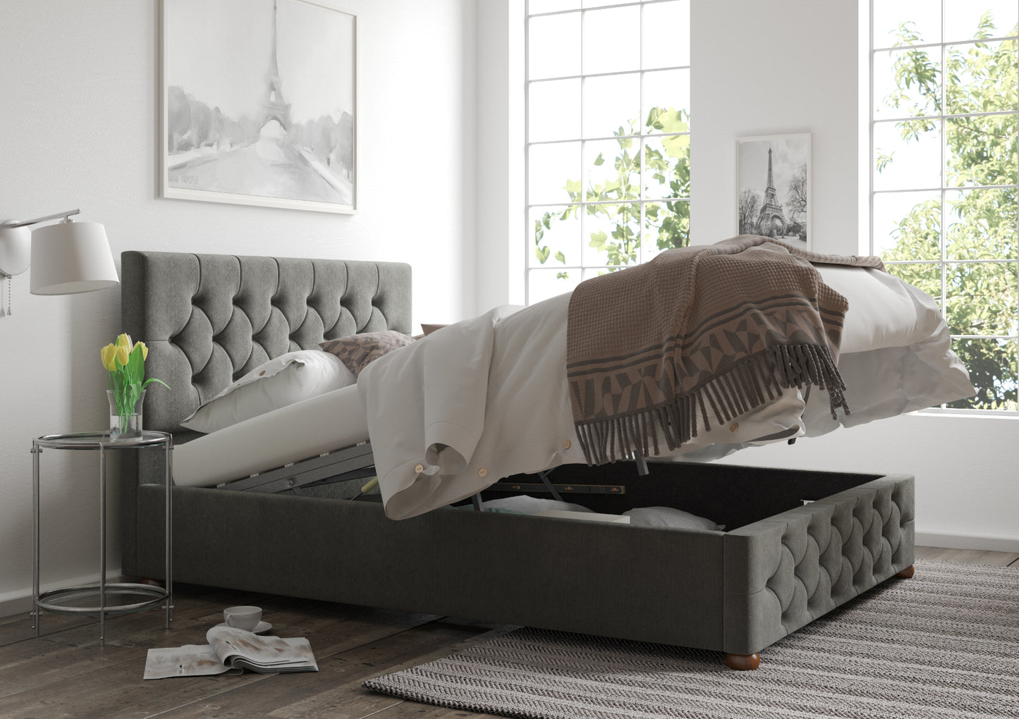 Rimini Upholstered Ottoman Bed Frame Only