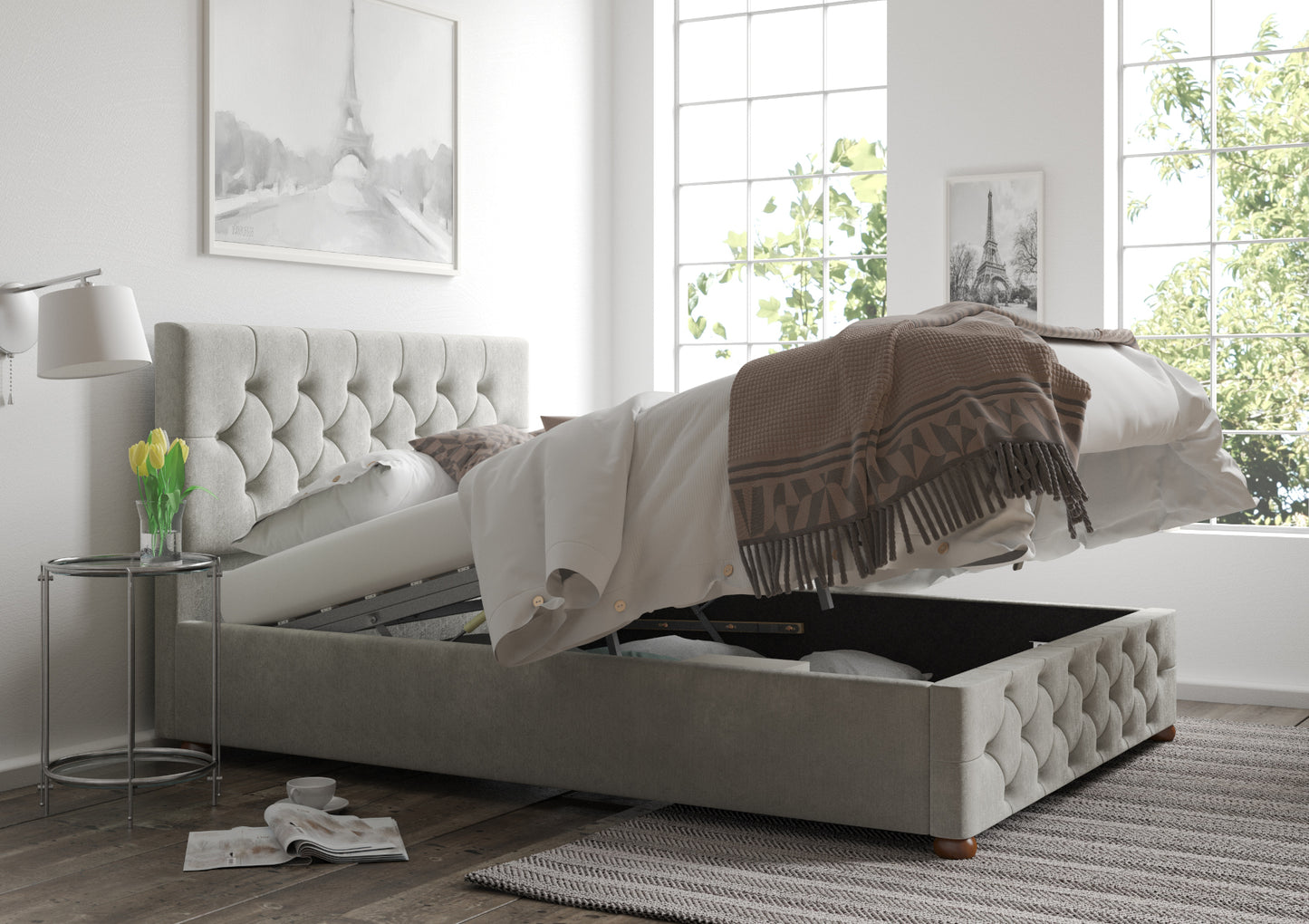 Rimini Upholstered Ottoman Bed Frame Only