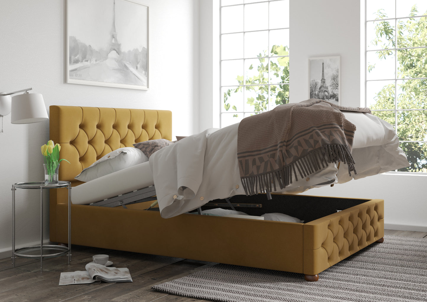 Rimini Upholstered Ottoman Bed Frame Only