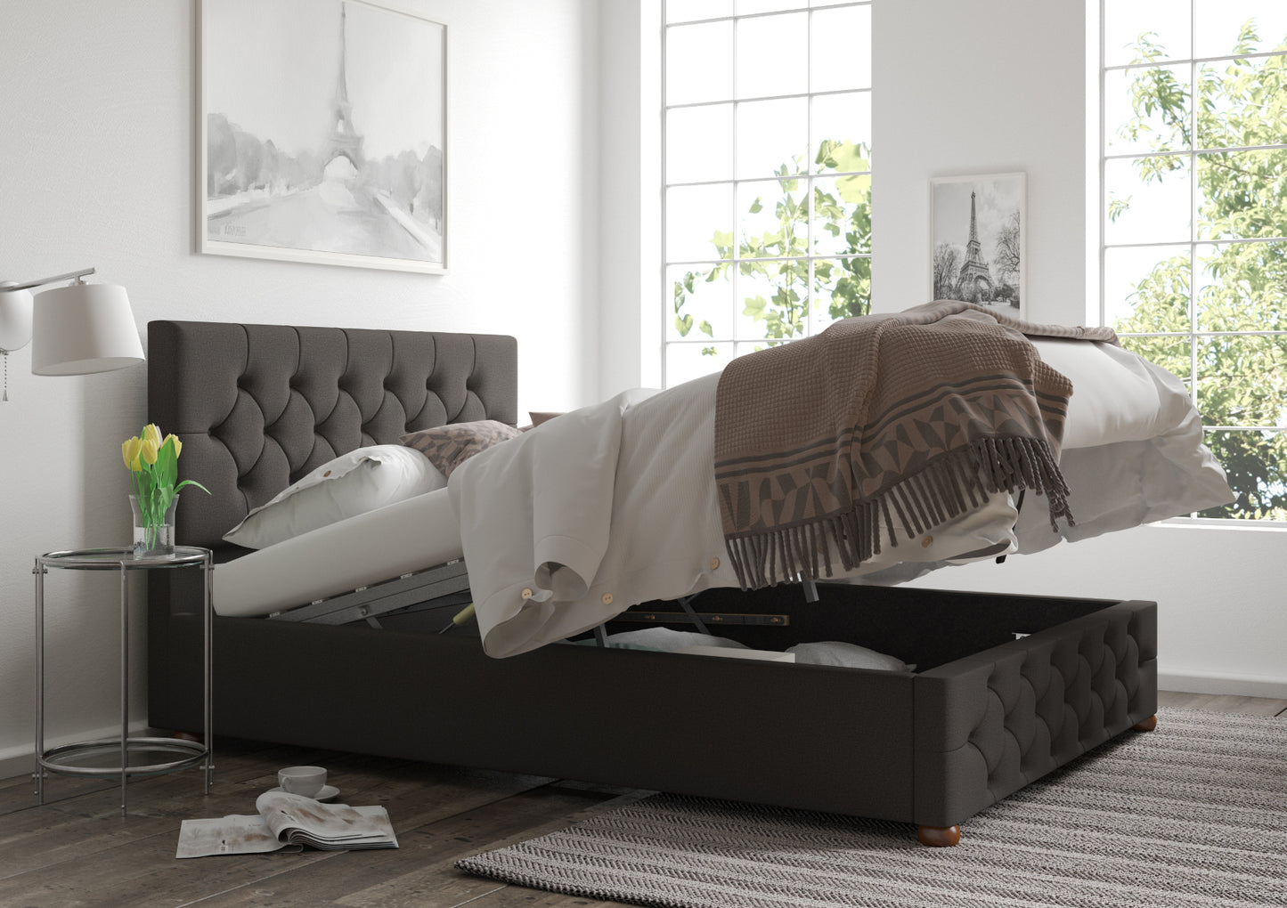 Rimini Upholstered Ottoman Bed Frame Only
