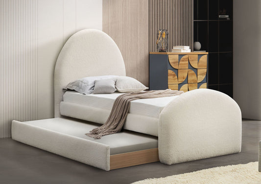 Lunar Natural Upholstered Guest Bed Including Trundle Bed Comfy Factor No Mattresses Included