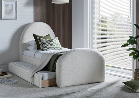 Lunar Natural Upholstered Guest Bed Including Trundle Bed Comfy Factor No Mattresses Included