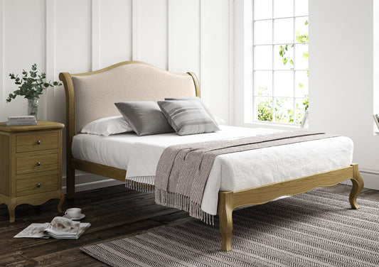 Lyon Arran Natural Upholstered Oak Bed Frame - LFE - Bed Frame Only Bed Time4Sleep Double