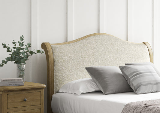 Lyon Boucle Ivory Upholstered Oak Bed Frame - LFE Bed time4sleepadmin