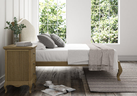 Lyon Boucle Ivory Upholstered Oak Bed Frame - LFE Bed Time4Sleep
