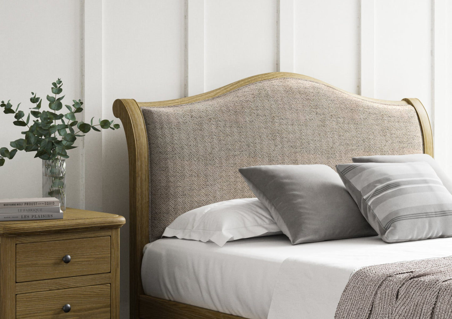 Lyon Kingsman Ivory Upholstered Oak Bed Frame - LFE - Bed Frame Only - Bed - Time4Sleep