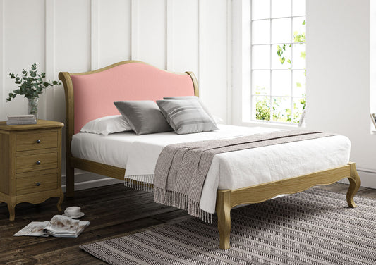 Lyon Hugo Powder Upholstered Oak Bed Frame - LFE - Bed Frame Only Bed time4sleepadmin
