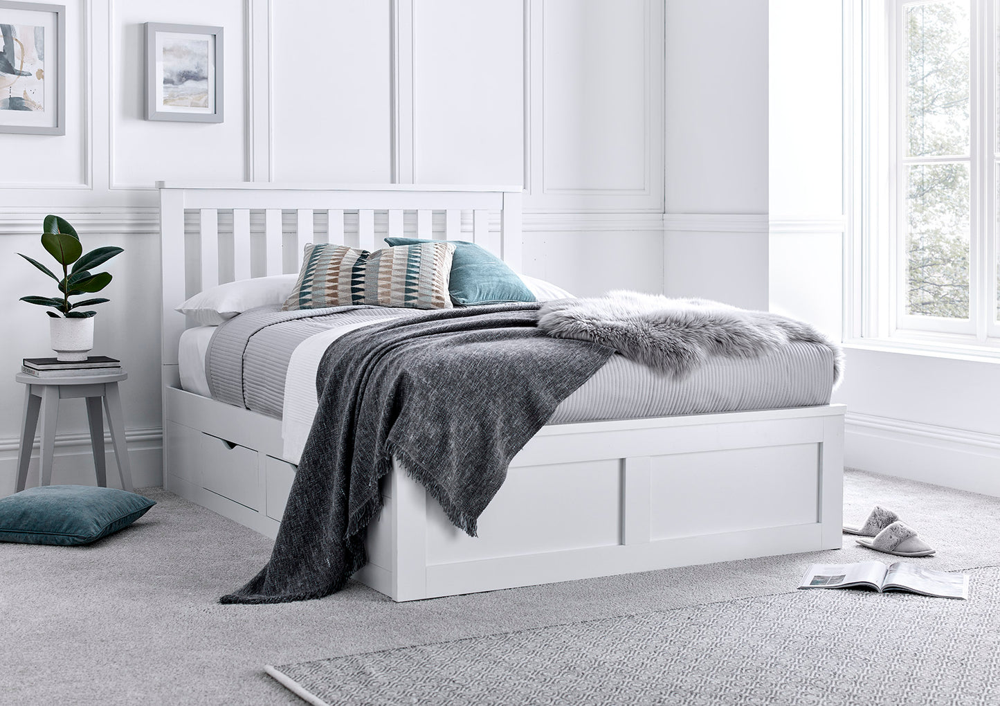 Madison White 4 Drawer Wooden Bed Frame Bed time4sleepadmin Compact Double