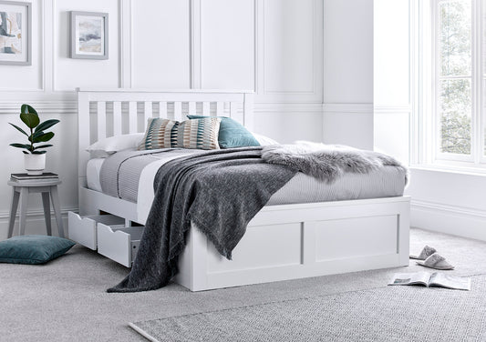 Madison White 4 Drawer Wooden Bed Frame Bed time4sleepadmin