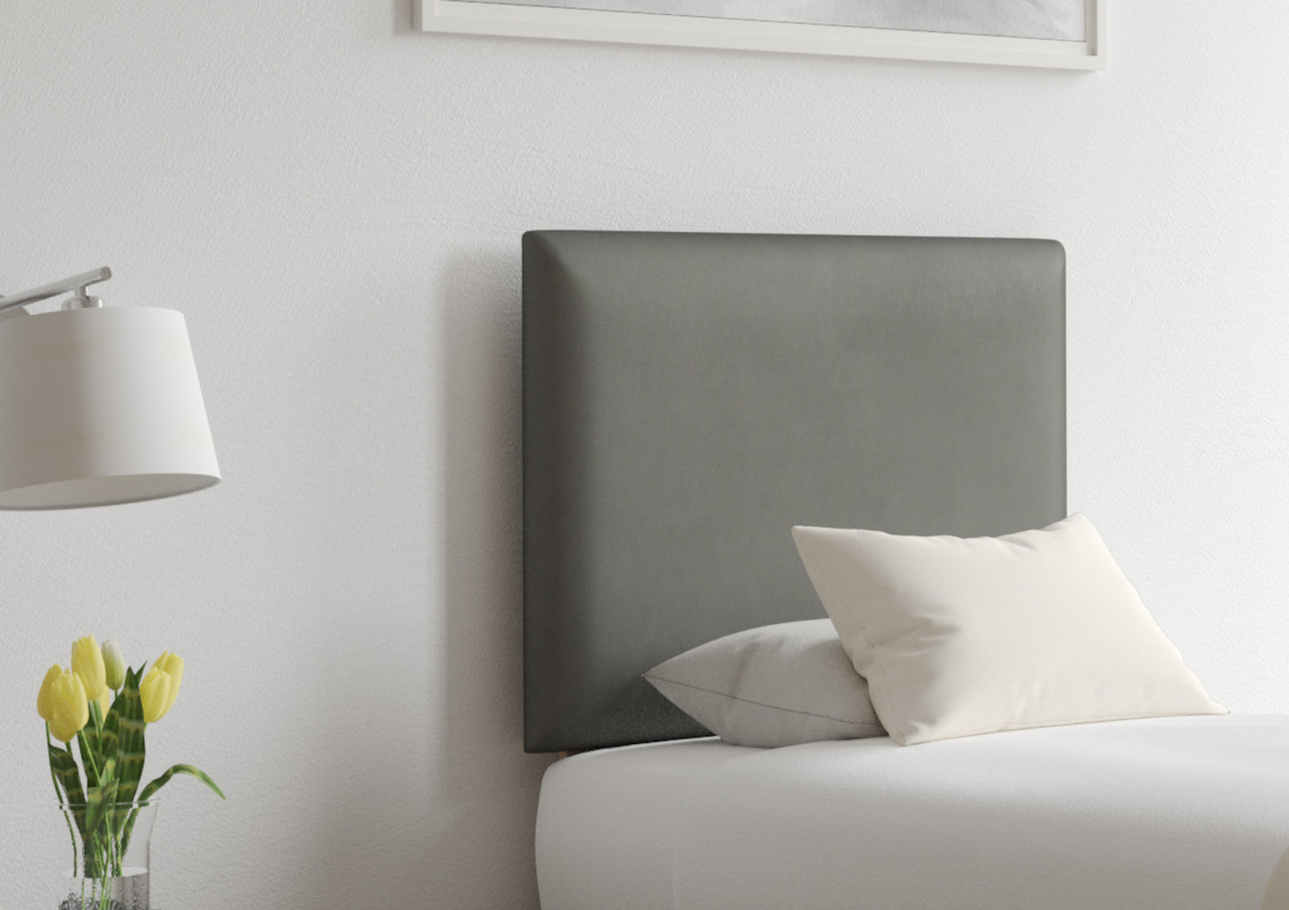 Deluxe Square Magic Grey Velvet Upholstered Headboard Furniture time4sleepadmin
