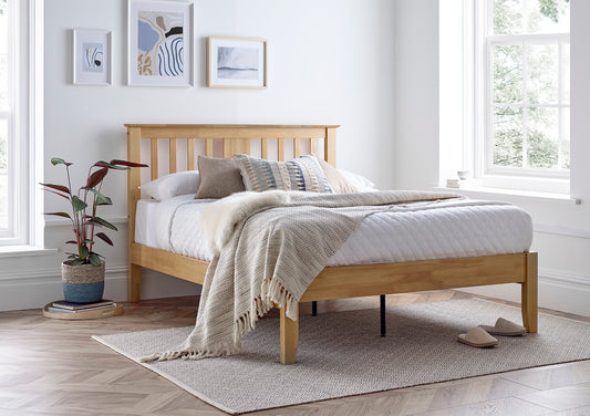 Malmo Oak Finish Wooden Bed Frame Bed time4sleepadmin