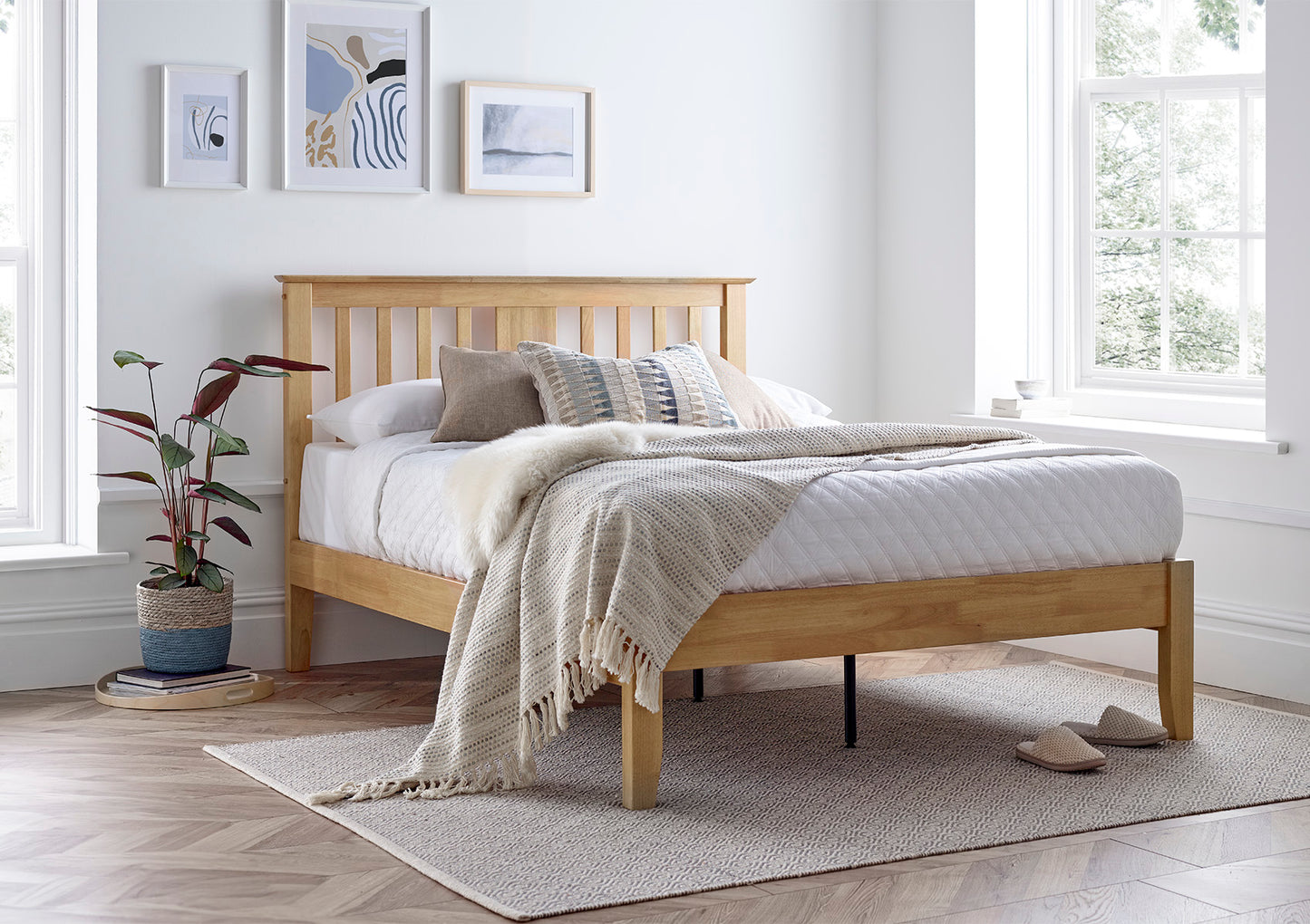 Malmo Oak Finish Wooden Bed Frame Bed time4sleepadmin Double