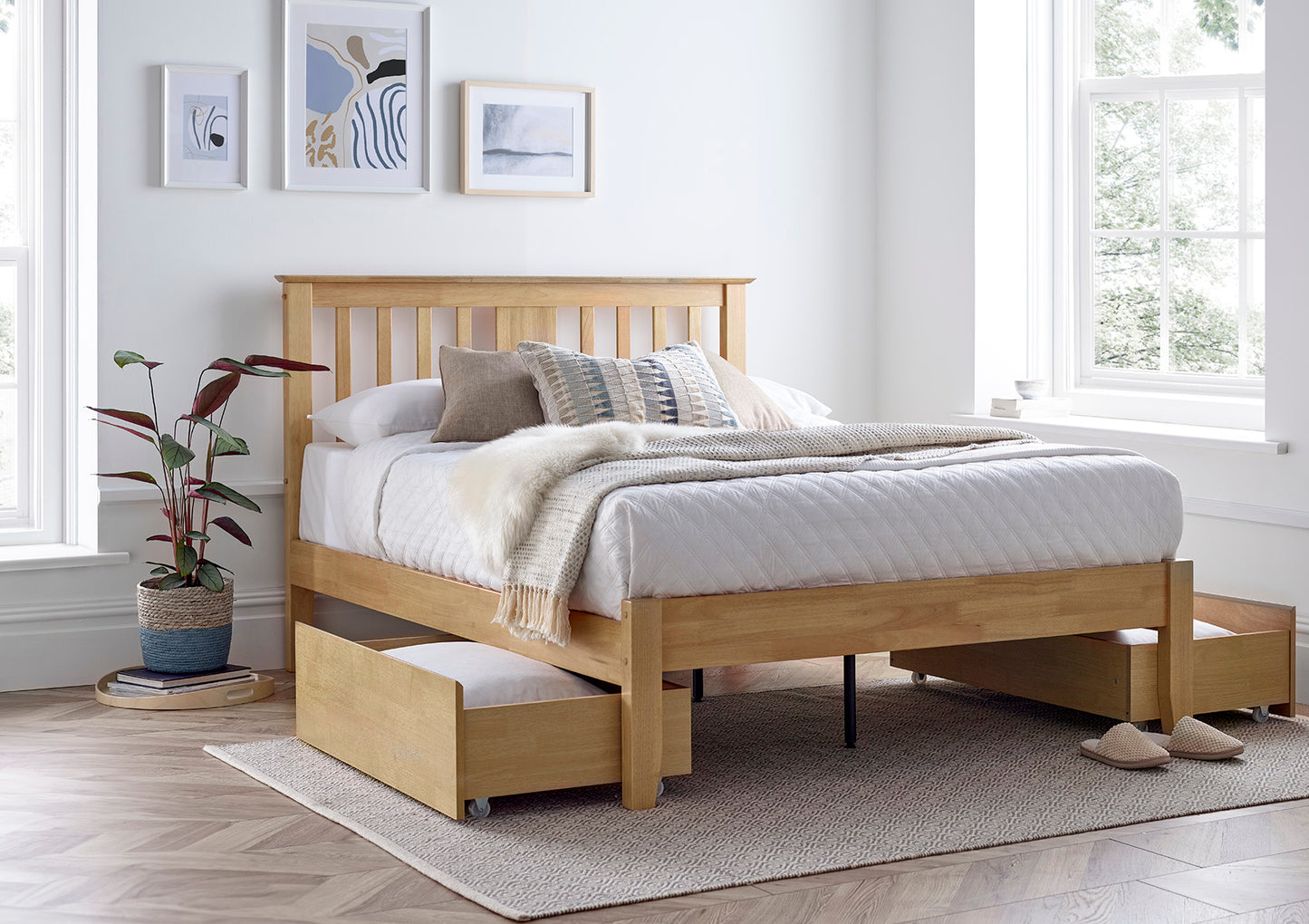Malmo Oak Finish Wooden Bed Frame Bed time4sleepadmin
