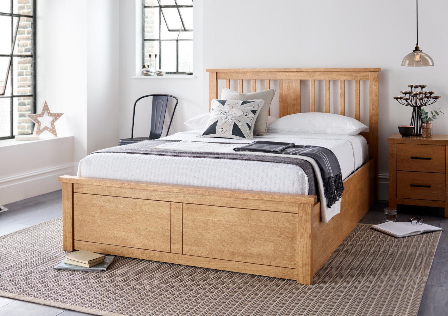 Malmo New Oak Finish Wooden Ottoman Storage Bed Bed time4sleepadmin