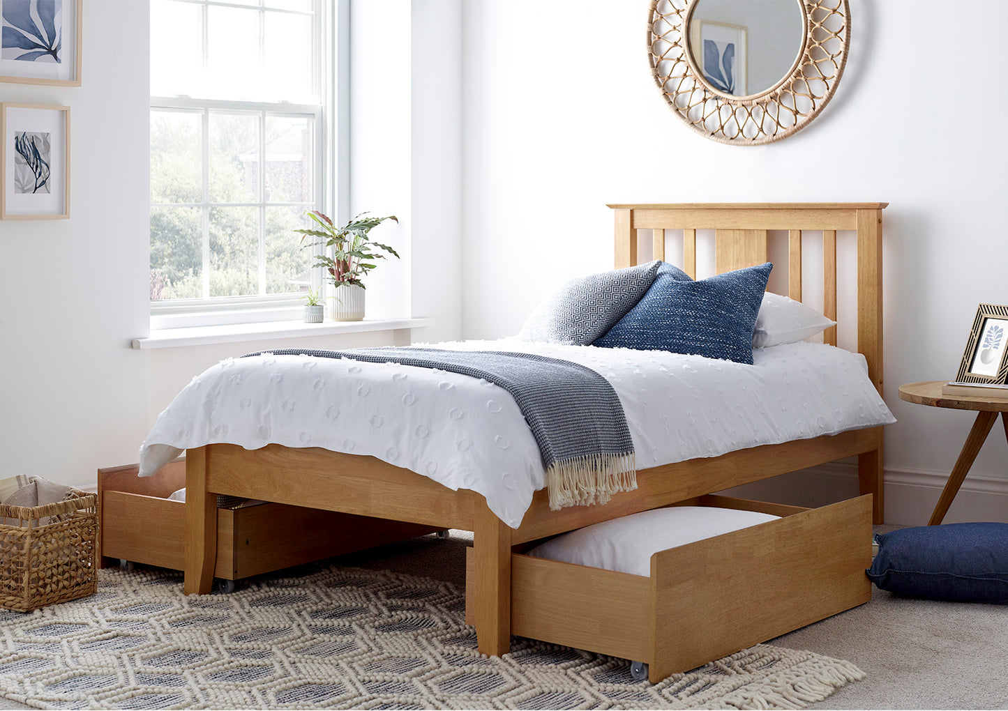 Malmo Oak Finish Solo Wooden Bed Frame Bed time4sleepadmin