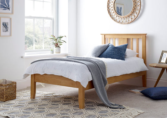 Malmo Oak Finish Solo Wooden Bed Frame Bed time4sleepadmin