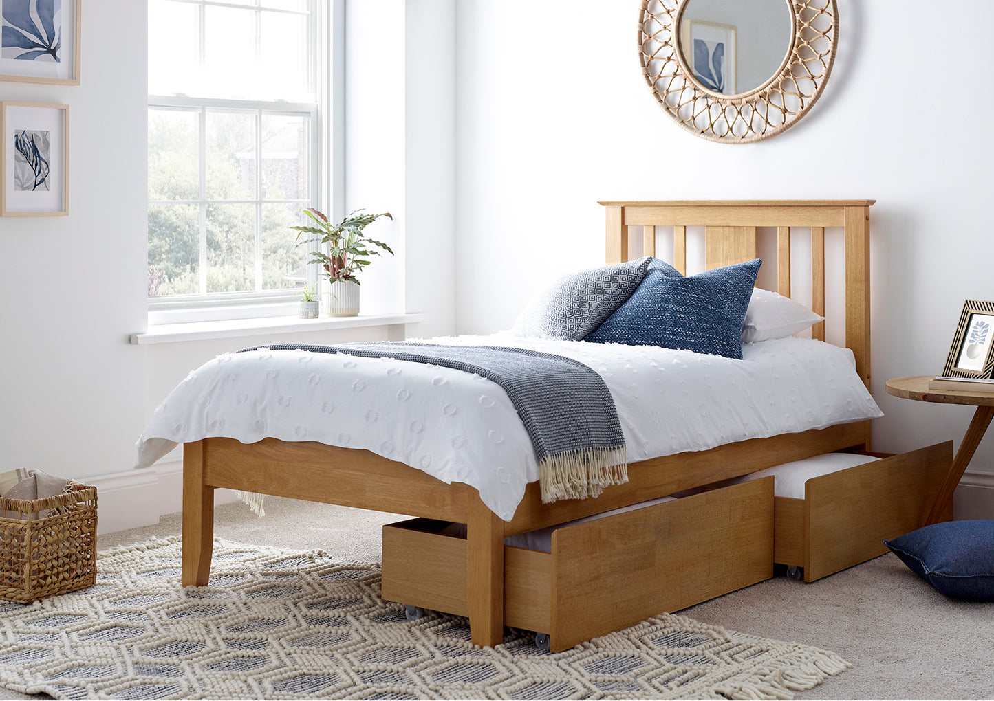 Malmo Oak Finish Solo Wooden Bed Frame Bed time4sleepadmin