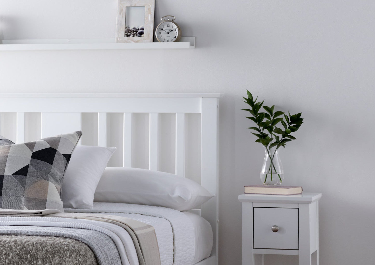 Malmo White Wooden Bed Frame - Bed - Time4Sleep
