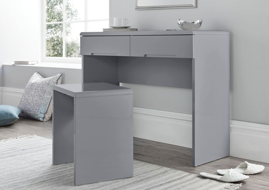 Julian Bowen Manhattan 2 Drawer Grey Dressing Table With Stool Furniture time4sleepadmin
