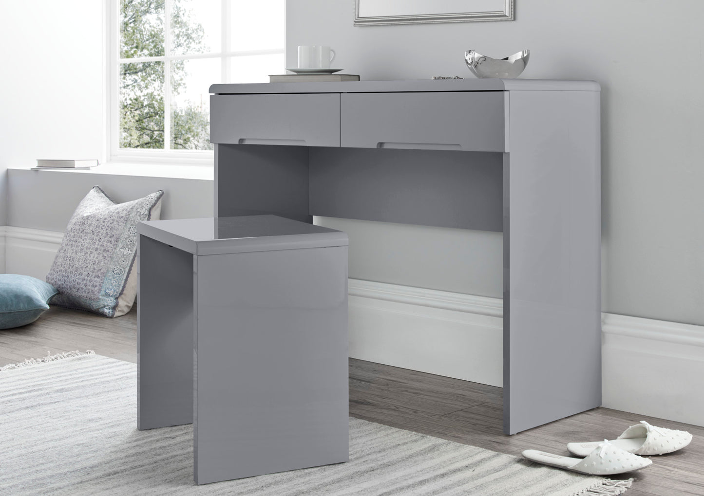 Julian Bowen Manhattan Grey Dressing Stool Furniture time4sleepadmin