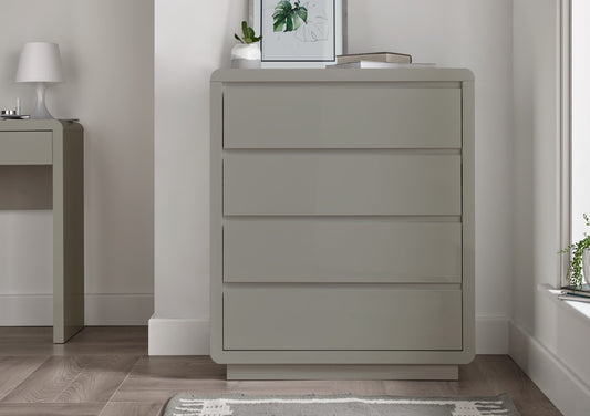 Marlow Cool Grey High Gloss - 4 Drawer Chest Furniture time4sleepadmin