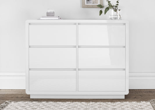 Marlow White High Gloss - 6 Drawer Chest Furniture time4sleepadmin
