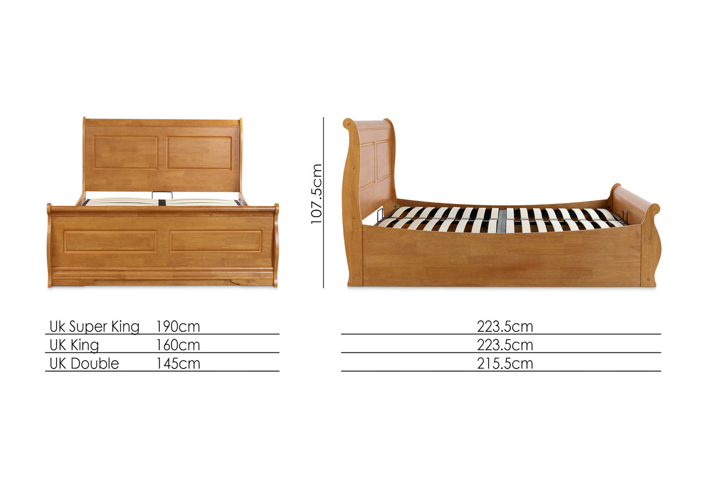 Marseille New Oak Wooden Ottoman Storage Bed Frame Only Bed time4sleepadmin