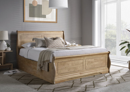 Marseille New Oak Wooden Ottoman Storage Bed Frame Only - Bed - Time4Sleep