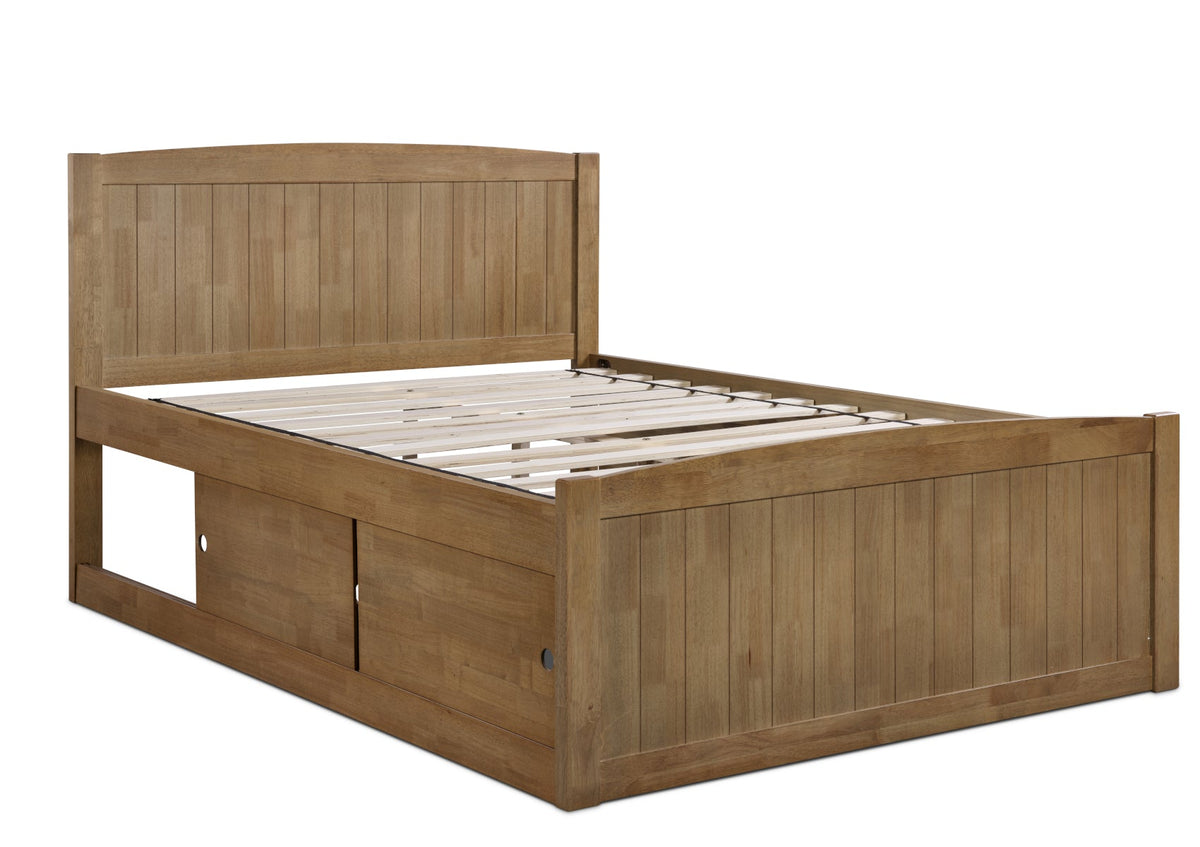 Maxistore 6 Door Oak Finish Storage Bed Frame Bed Keppel