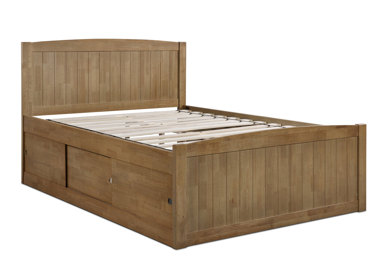 Maxistore 6 Door Oak Finish Storage Bed Frame Bed Keppel