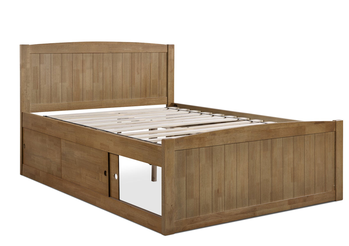Maxistore 6 Door Oak Finish Storage Bed Frame Bed Keppel