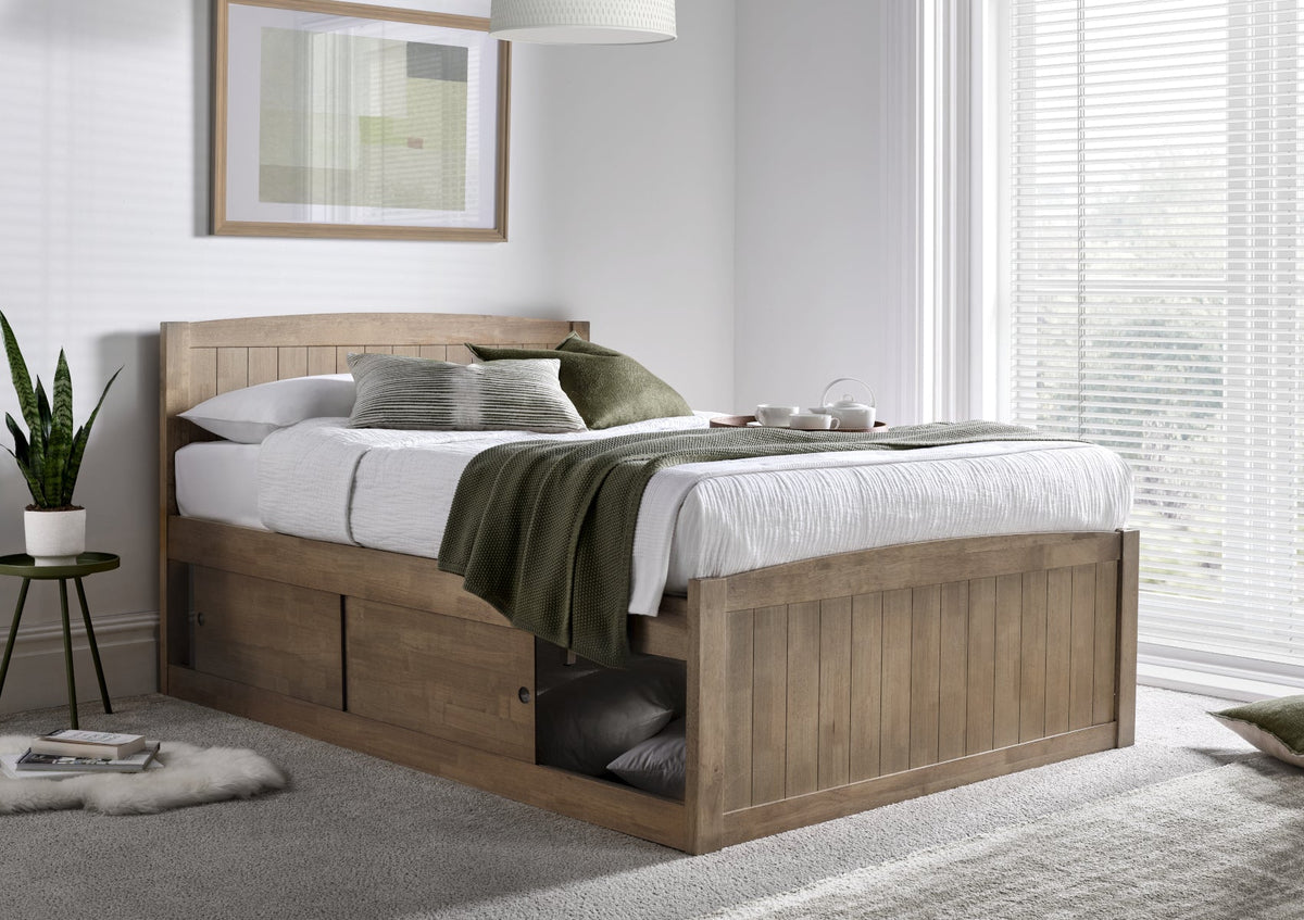 Maxistore 6 Door Oak Finish Storage Bed Frame Bed Keppel