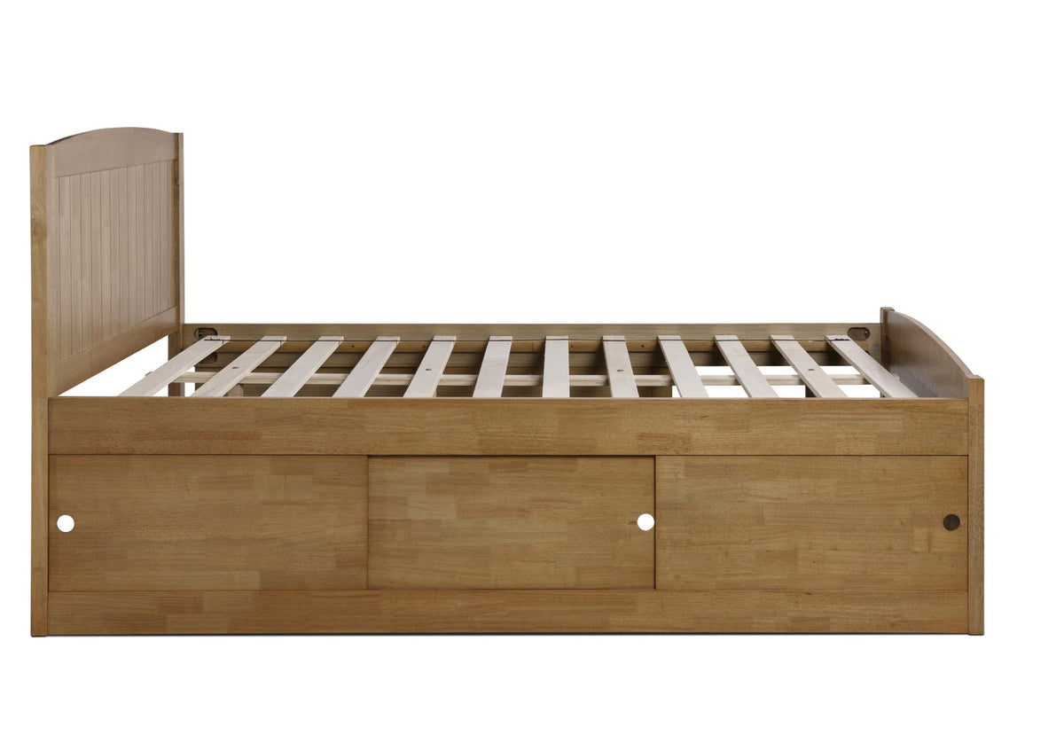 Maxistore 6 Door Oak Finish Storage Bed Frame Bed Keppel
