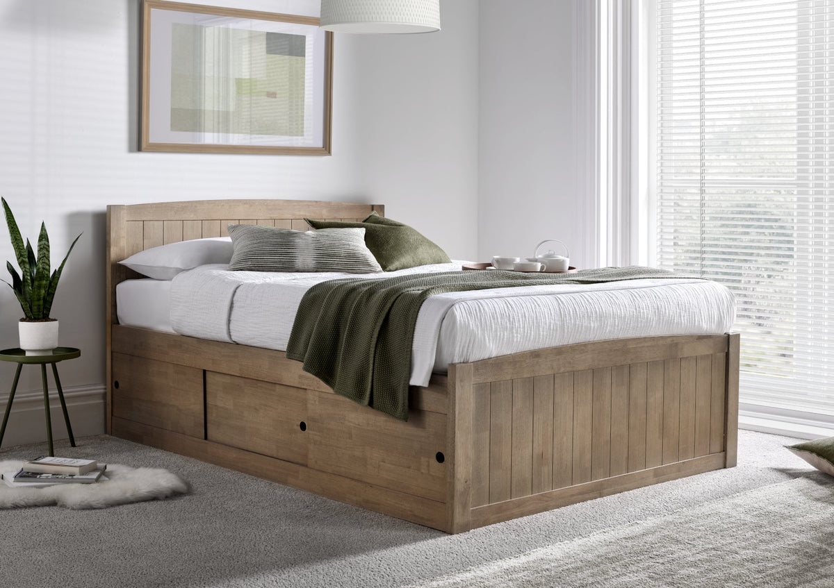 Maxistore 6 Door Oak Finish Storage Bed Frame Bed Keppel