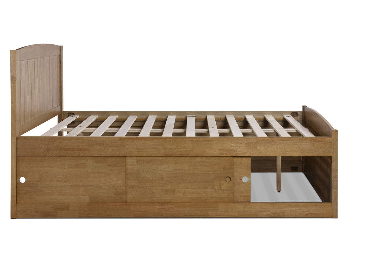 Maxistore 6 Door Oak Finish Storage Bed Frame Bed Keppel