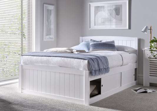 Maxistore 6 Door White Wooden Storage Bed Frame - Bed - Time4Sleep
