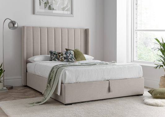 Maya Winged Ottoman Natural - Bed Frame Only Bed time4sleepadmin