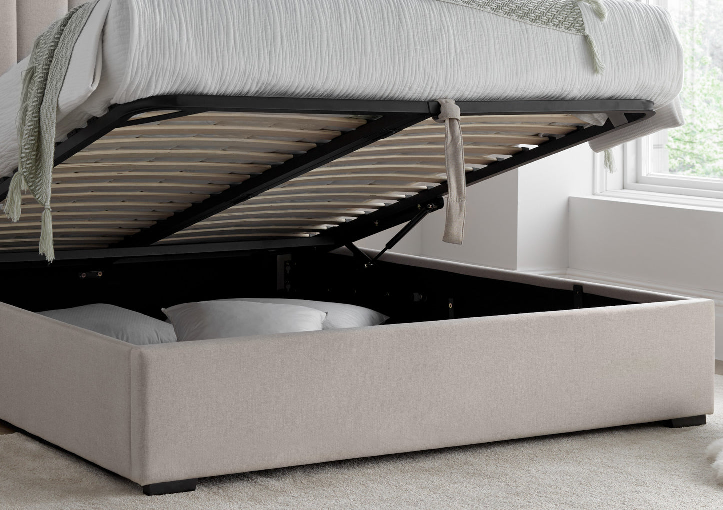 Maya Winged Ottoman Natural - Bed Frame Only Bed time4sleepadmin