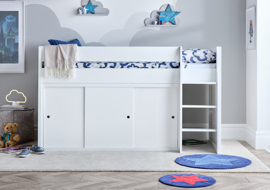Maxi Mid Sleeper White Wooden Bed Frame Bed time4sleepadmin