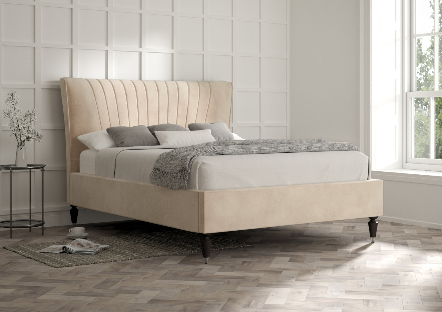 Melbury Upholstered Bed Frame Only Bed time4sleepadmin Compact Double Savannah Almond