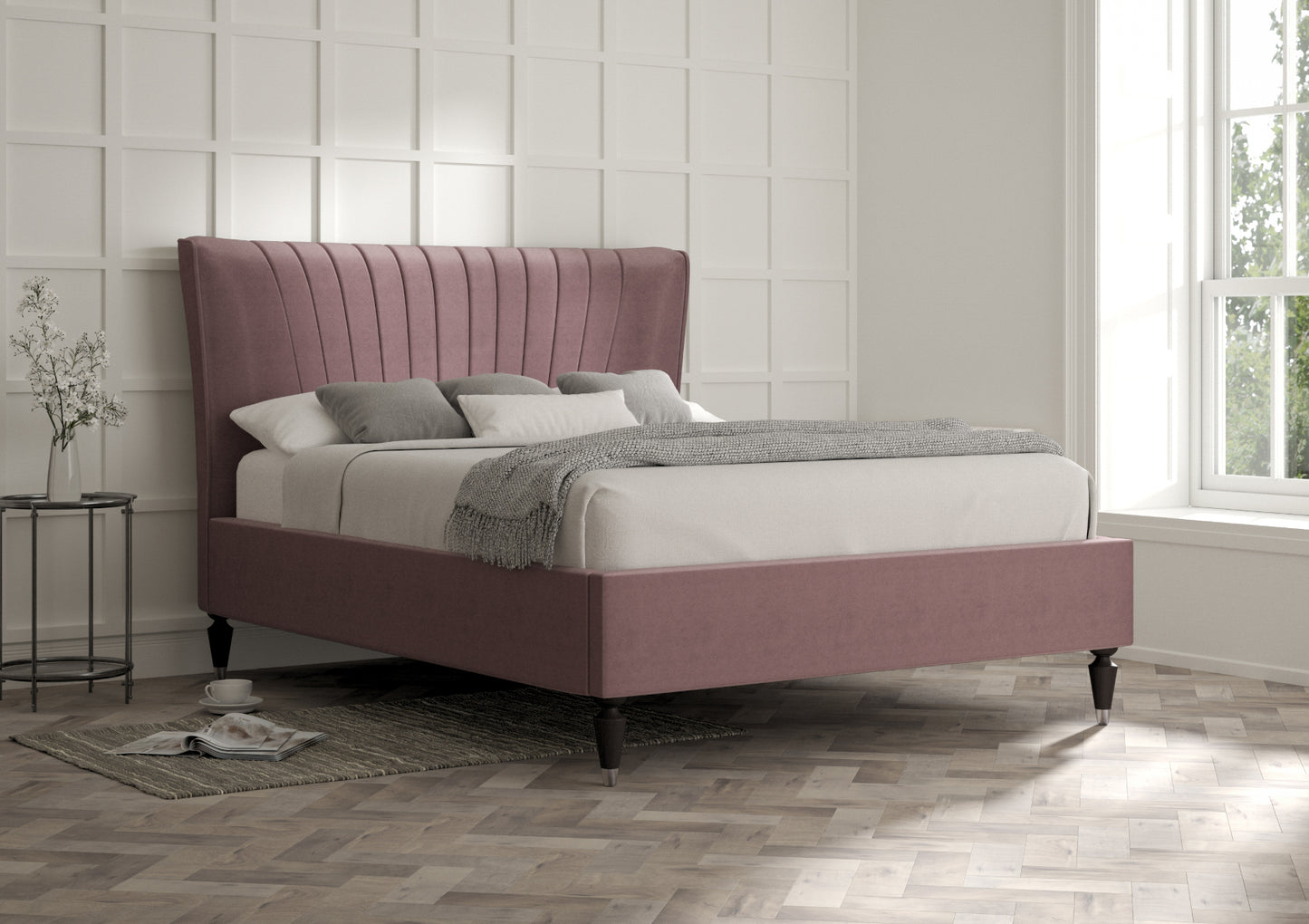 Melbury Upholstered Bed Frame Only Bed time4sleepadmin Double Velvet Lilac